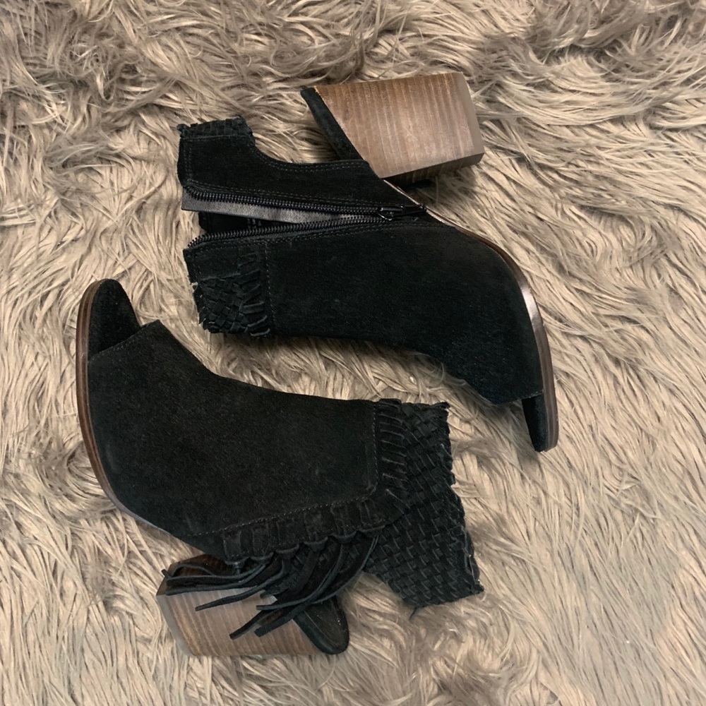 Lucky Brand Peep Toe Black Suede Shoes - Picture 1 of 6